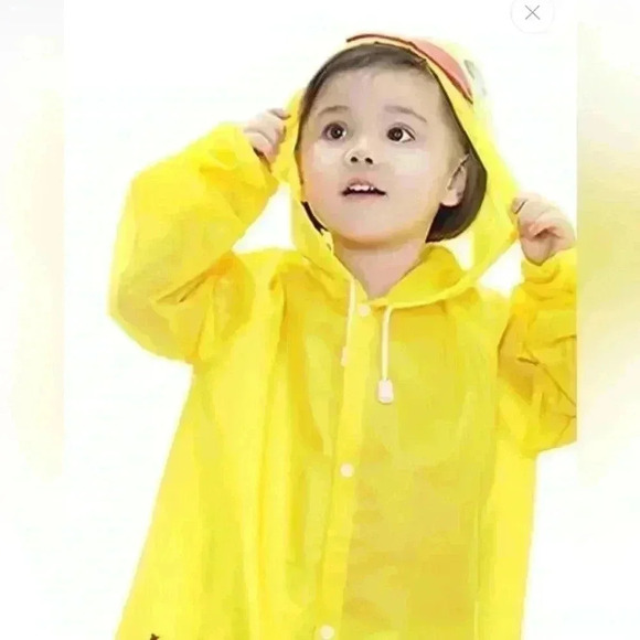 Super Cute "Rubber Ducky" Lightweight Children's Sz L Nylon Raincoat - Picture 3 of 3